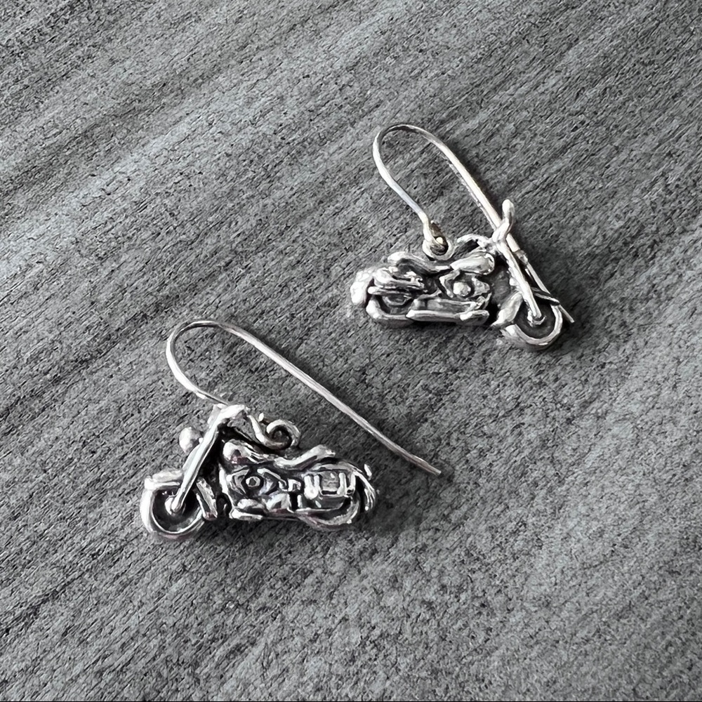 Sterling Silver Motorcycle Earrings